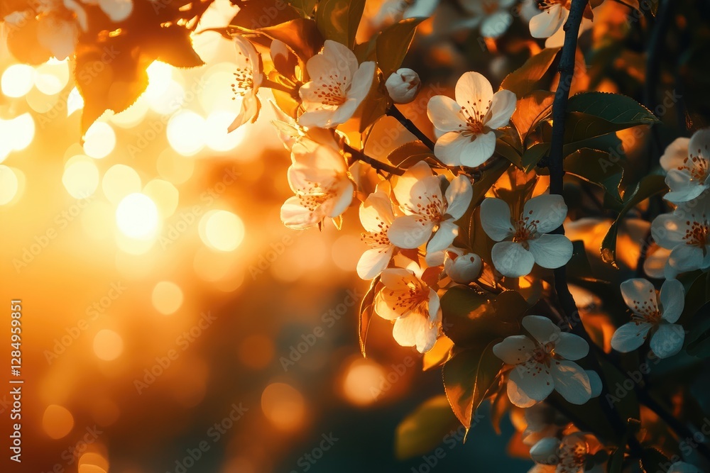 Poster blossoms burst into bloom with sunlight filtering through, creating a fresh and lively atmosphere fi