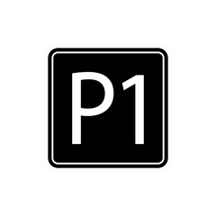 Pole Position Icon. Flag, P1. Marking Symbol.