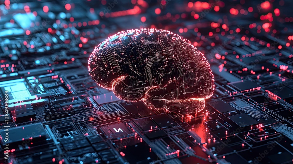 Poster concept art of a digital brain, symbolizing artificial intelligence and innovation.