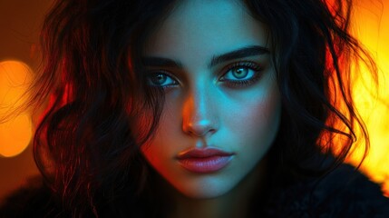 Woman, portrait, studio, bokeh, moody, beauty