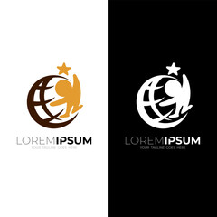 Globe logo and people care design combination, earth logos