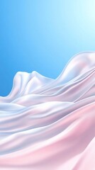 Fototapeta premium Pink & white fabric waves, blue sky background