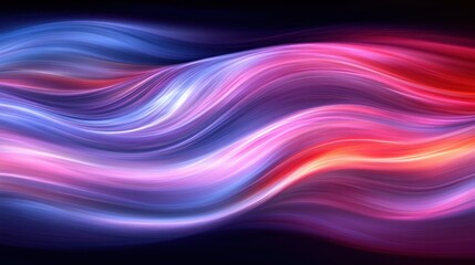 Fototapeta premium Abstract swirling neon waves, dark background, digital art