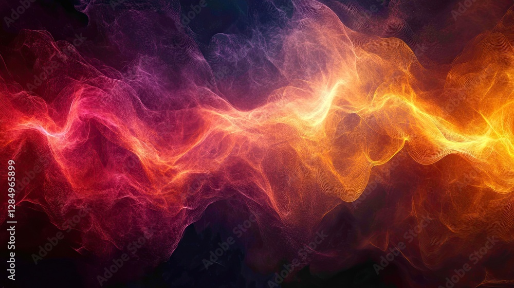 Poster dynamic abstract waves of color in a glowing gradient, evoking energy and digital fluidity.