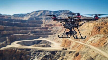 Drone Aerial Photography over Open-Pit Mine