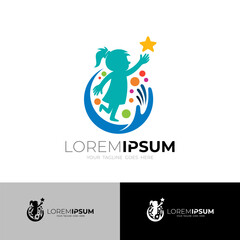 Children care logo and social design template, hand care logos