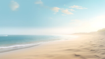 Obraz premium A beach with a clear blue sky and a few clouds