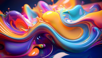 Fototapeta premium Vibrant Abstract Liquid Waves with Glossy Texture Wallpaper Background.