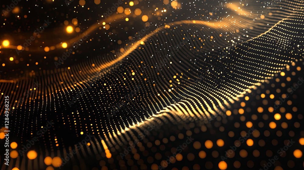 Poster dynamic motion design with fast-moving abstract shapes and glowing particles