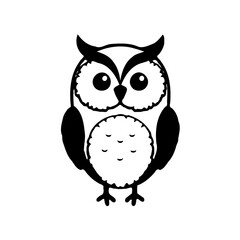 Simple Owl Illustration in Bold Monochrome Style