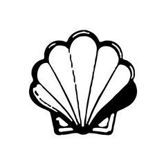 Monochrome Shell, Stylized Nautical Illustration