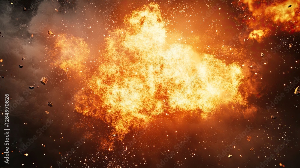 Poster explosion of fire, perfect for adding dramatic effects and powerful visual elements to action-themed