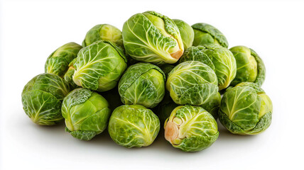 Brussels sprouts heap isolated on white background
