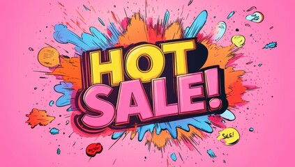 Exciting promotional banner announcing a hot sale with vibrant colors and dynamic design elements