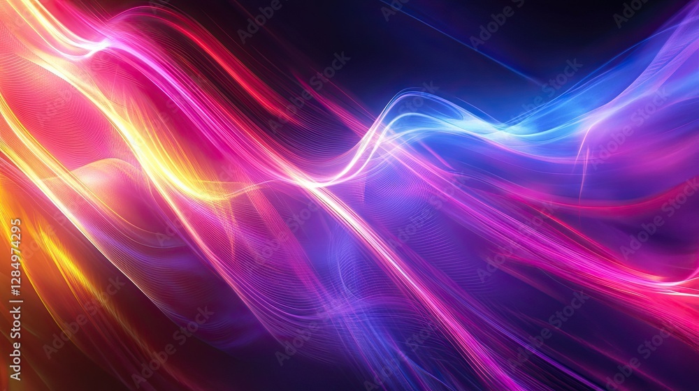 Poster fractal sharp lines illustration, vibrant and colorful background banner featuring dynamic patterns 