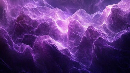 Abstract Purple Energy Landscape: Glowing Nebula Mountainscape Digital Art