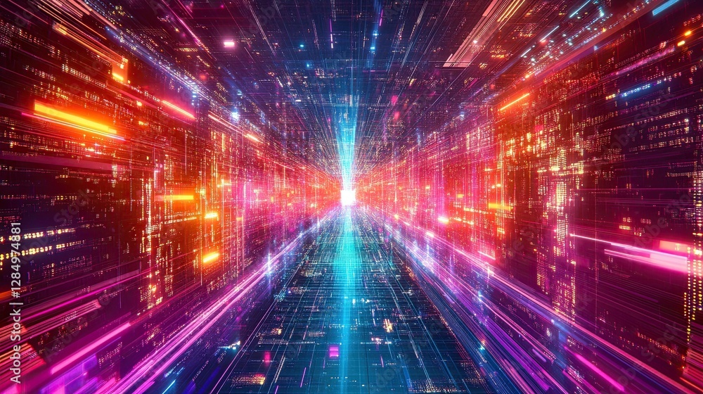 Poster futuristic circuit board glowing with technological abstract patterns, representing cutting-edge dig