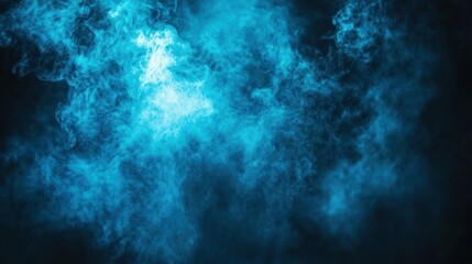 Blue smoke swirls, dark background, abstract design