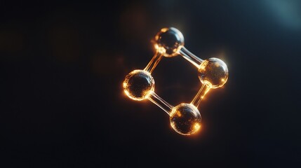 Photorealistic representation of oxygen molecule double covalent bond glowing soft light ultra detailed texture cinematic quality golden ratio design perfect alignment 8k resolution black gradient