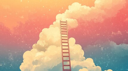 Obraz premium Reaching for the Dreams: A Ladder to the Clouds