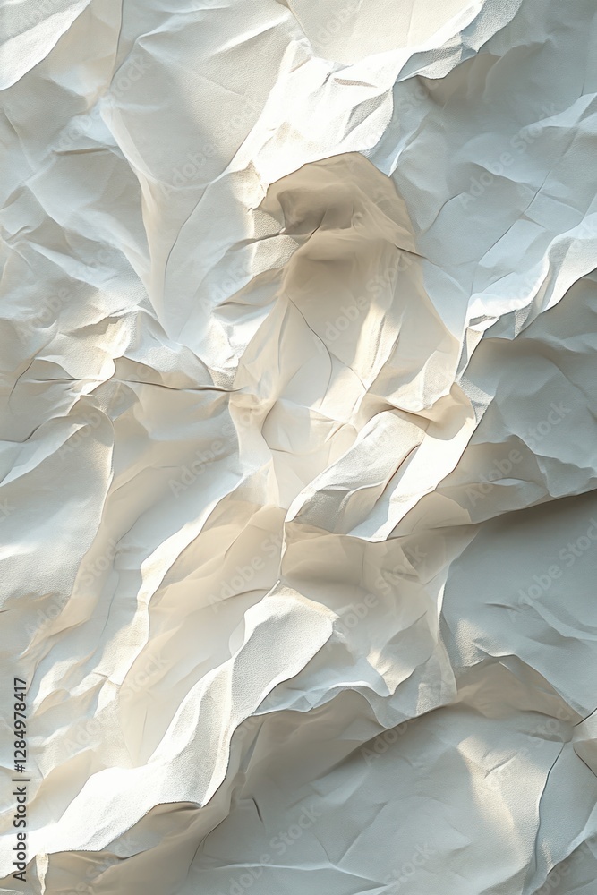 Poster crumpled white texture abstract poster surfaces with soft shadows and high contrast