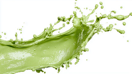 Green liquid splash isolated on transparent background
