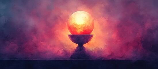Chalice and Egg Watercolor Illustration of Eucharist for Maundy Thursday Celebration