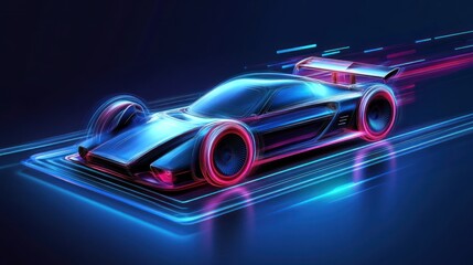 Obraz premium Futuristic Speed: Neon Racer in Digital Realm