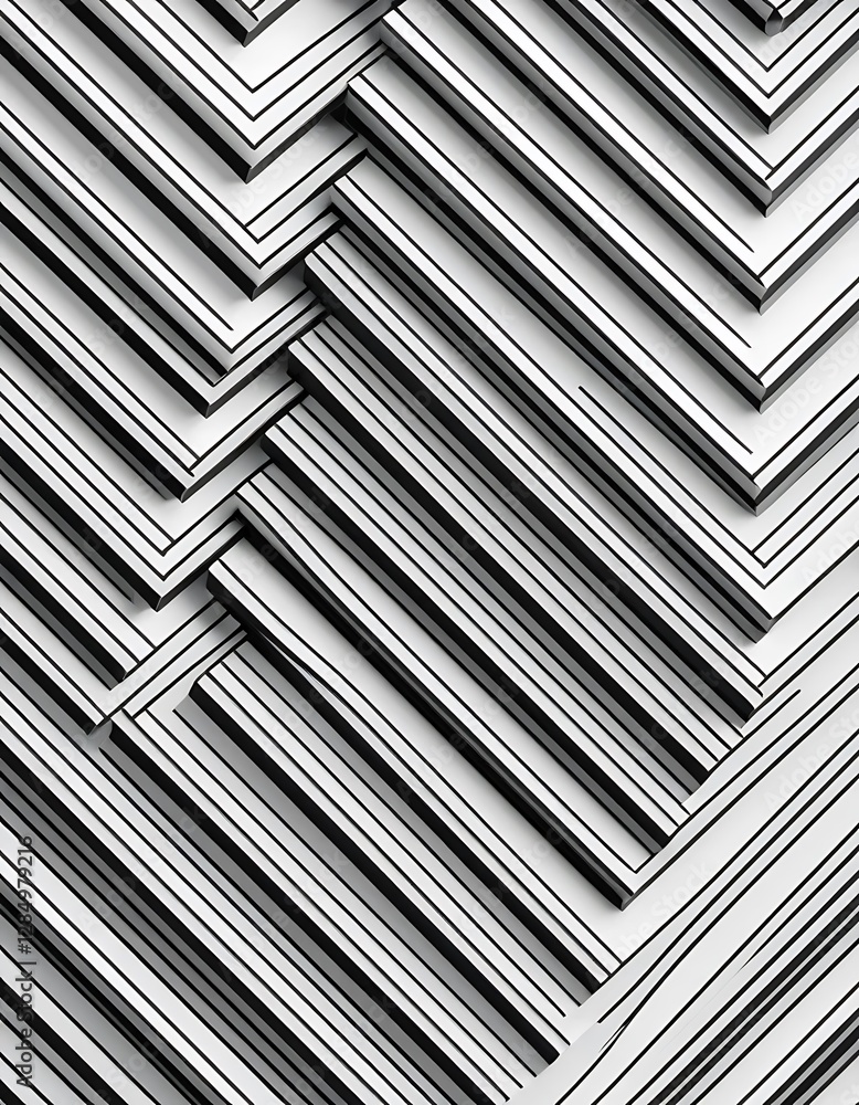 Aufkleber abstract black and white pattern of geometric shapes and linear design