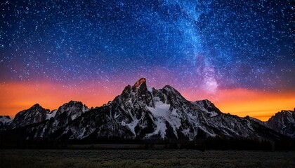 Starry Night Above Mountain Peaks 