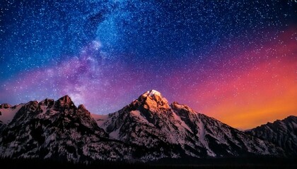 Starry Night Above Mountain Peaks 