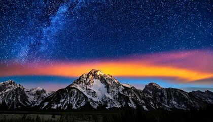 Starry Night Above Mountain Peaks 