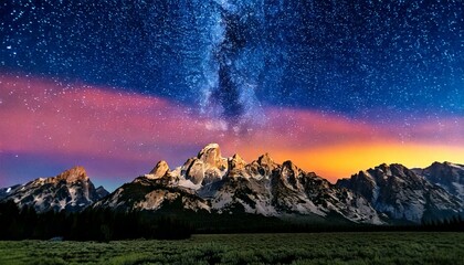 Starry Night Above Mountain Peaks 
