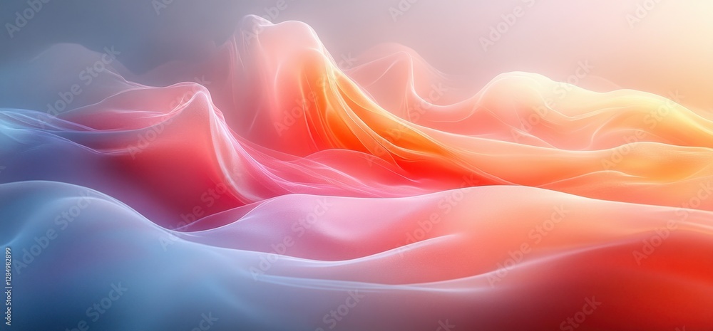 Poster abstract gradient waves with smooth curves and soft pastel colors