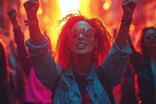 Activists Marching in Protest Against Russian Invasion of Ukraine in Vibrant Street Demonstration - Powered by Adobe