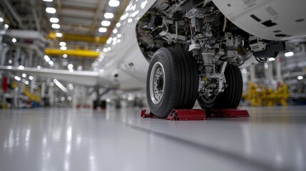 Fototapeta premium Airplane Landing Gear Assembly Factory Floor