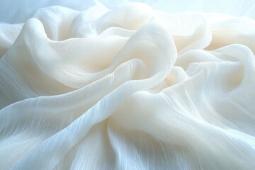 Obraz premium Crumpled White Fabric Texture Background Soft Light Minimalistic