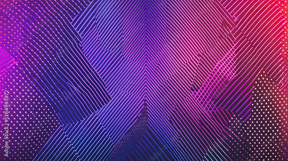 Poster geometric triangle pattern with neon gradient colors, creating a sharp modern aesthetic.