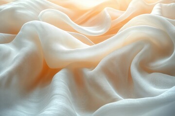 Fototapeta premium Crumpled White Fabric Texture Close-Up