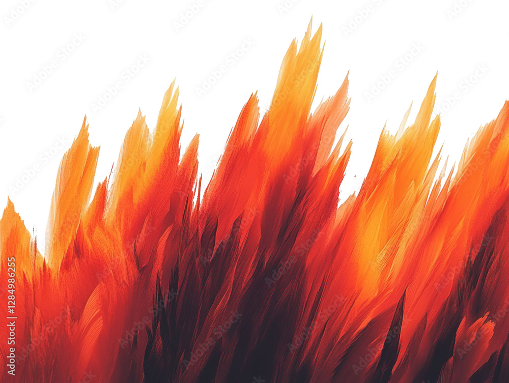 Poster abstract layered fractal art with fiery red and orange color palette against a dark background