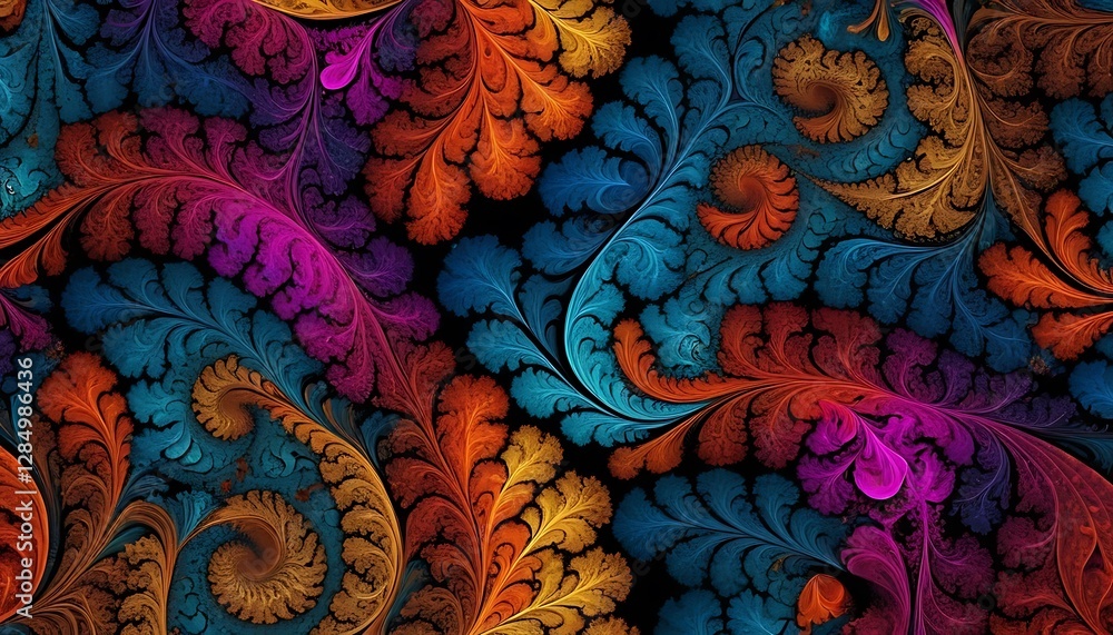 Aufkleber vibrant fractal art, a captivating display of colors and intricate patterns