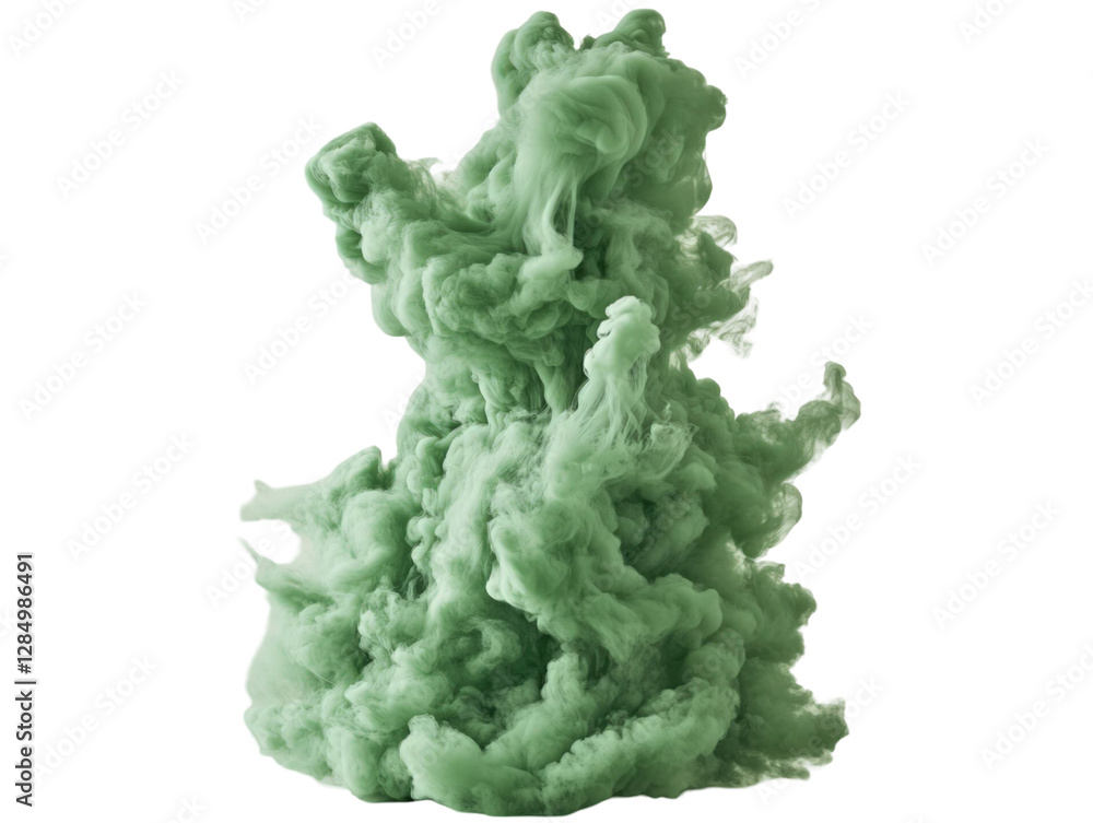 Poster abstract render of a cloud-like form in pastel green on a transparent background showcasing a soft e