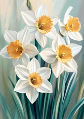 White Daffodils Banner for Flower Bouquets