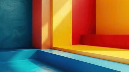 Abstract 3D Red blue yelllow rainbow texture geometric colorful background