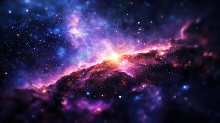Vibrant galaxy with glowing stars and colorful nebulae in space
