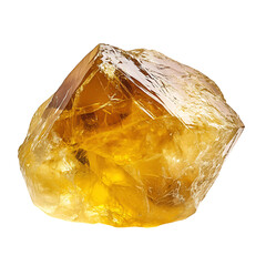 Smooth Citrine Chunk with Golden Yellow Hue Isolated on Transparent Background