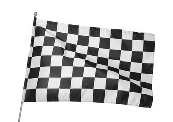 One racing checkered flag isolated on white