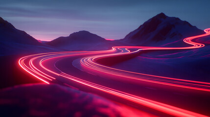 Abstract Moving Blur Trail Lights Urban Evening Car