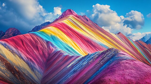 Vibrant Vinicunca Rainbow Mountain in the Peruvian Andes