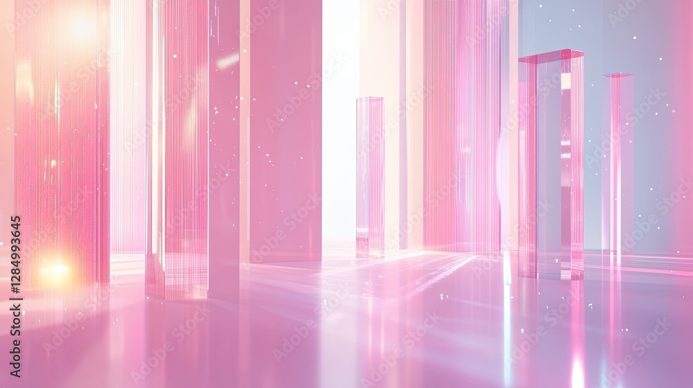 Aufkleber holographic financial data floating in a pastel-toned digital environment, ideal for futuristic, fin